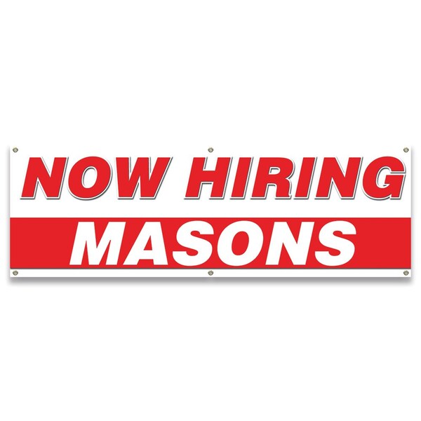 Now Hiring Masons Banner Apply Inside Accepting Application Single Sided